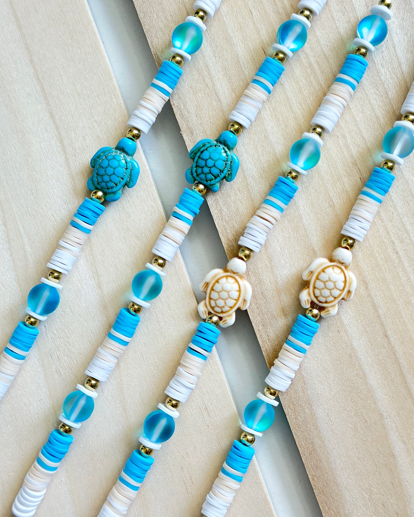 TAN BEACH TURTLE Stretch Bracelet is perfect for beach days or everyday wear. Handmade jewelry that is easy on and off, stylish, fun and unique.