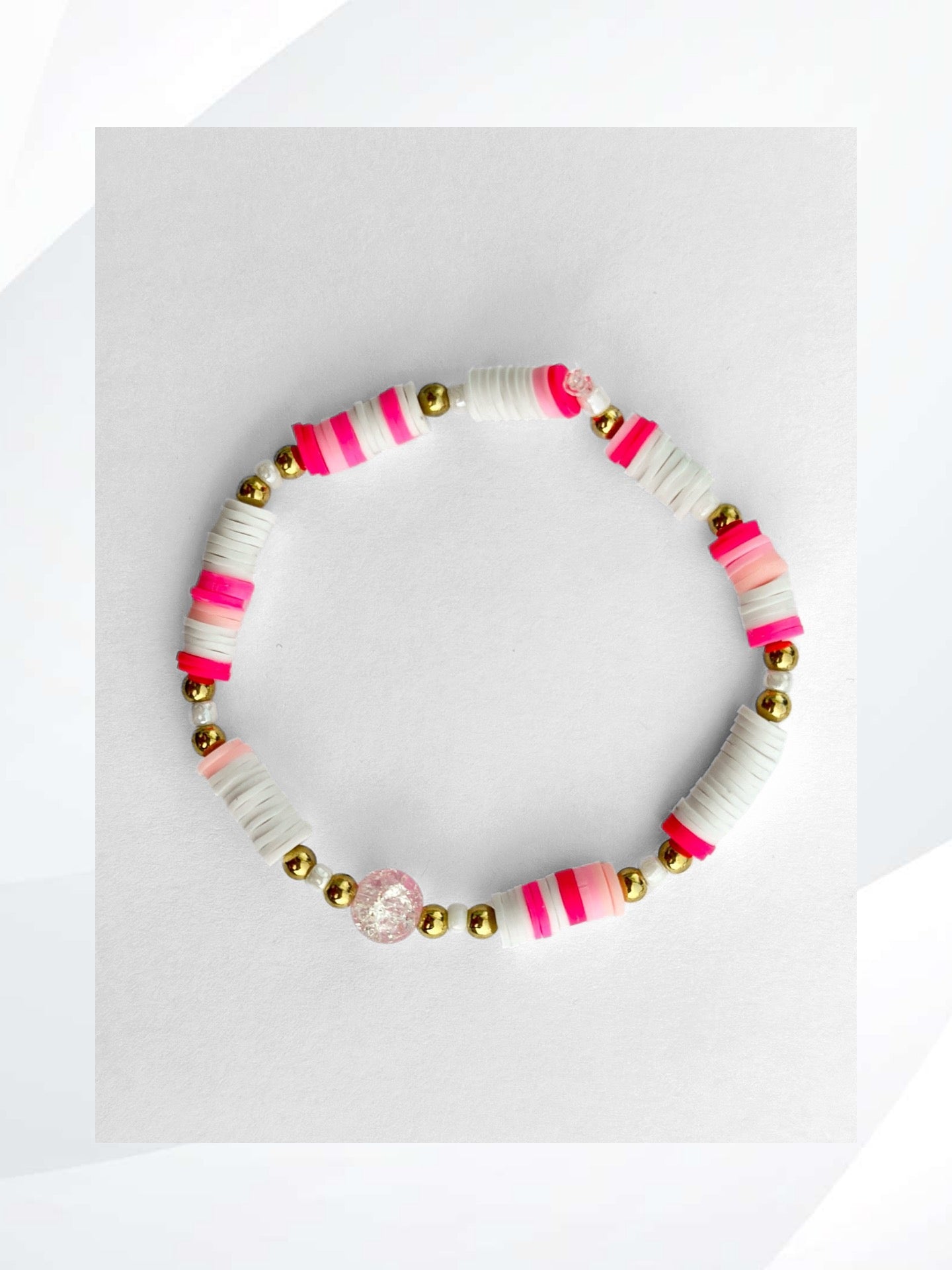 PINK SKY Stretch Bracelet is proof that even on a cloudy day, the sun can still shine through. Delight in Pink Sky, handmade jewelry that is easy on and off, stylish, fun and unique.