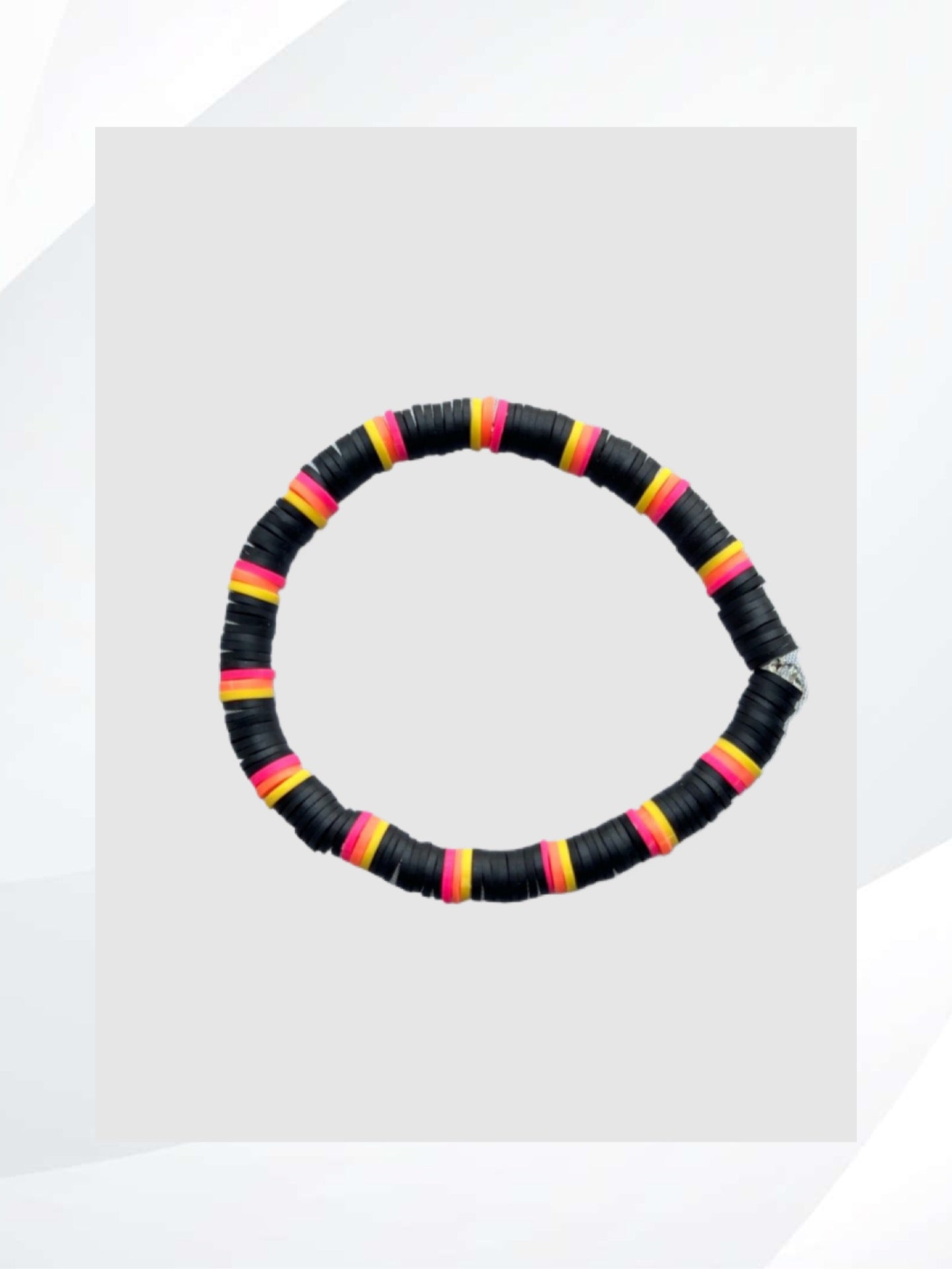 VIBRANT PINK BLACK STRETCH BRACELET