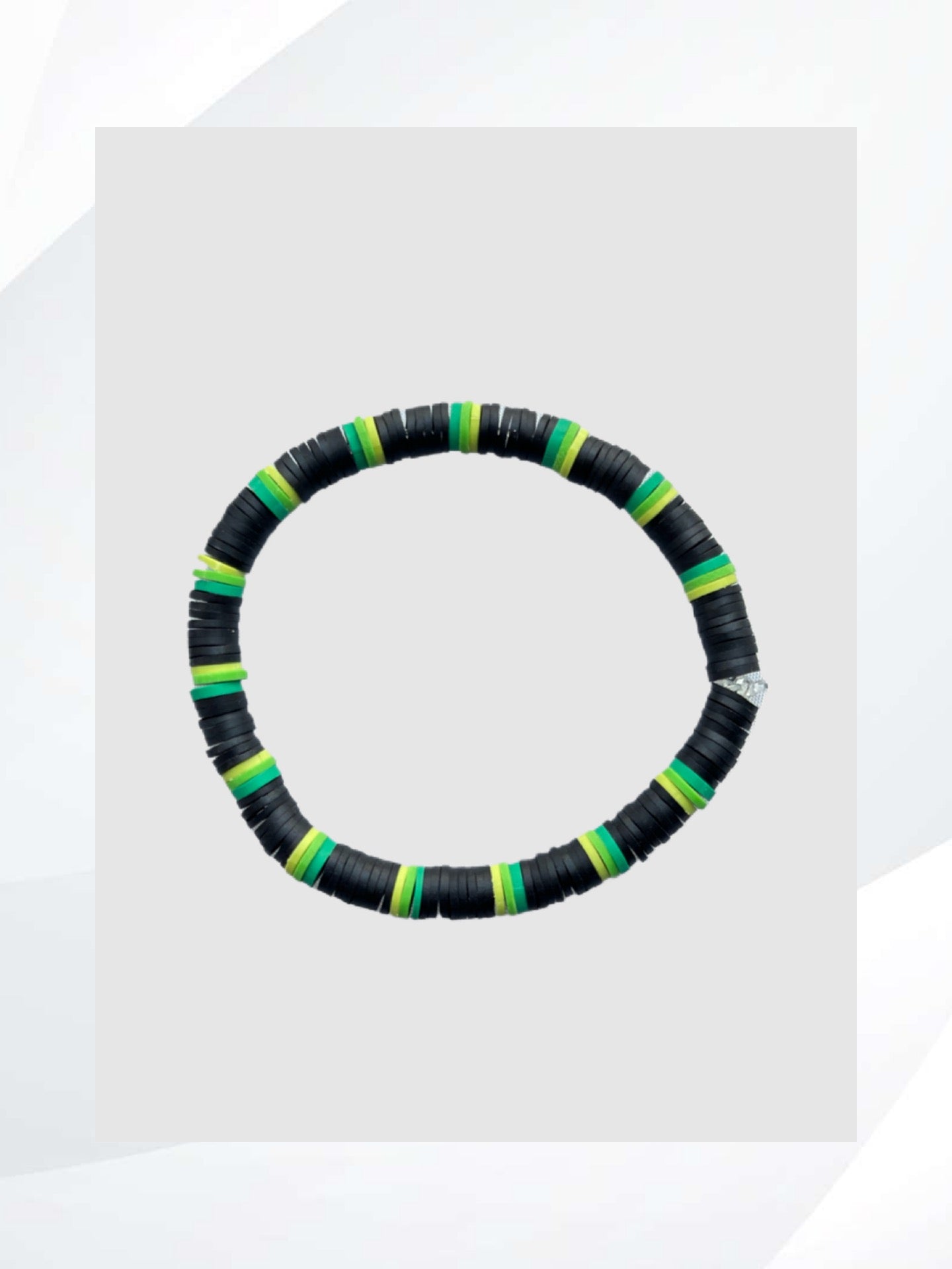 VIBRANT BLACK AND GREEN STRETCH BRACELET