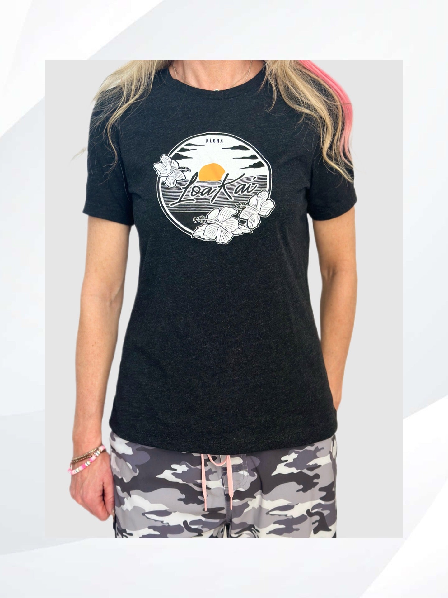 The SUNSET women's fashion triblend short sleeve T-shirt is the perfect relaxed fit. This tee can handle everything from active days to everyday comfort. Enjoy a laid-back look and feel that can only be found with the SUNSET.